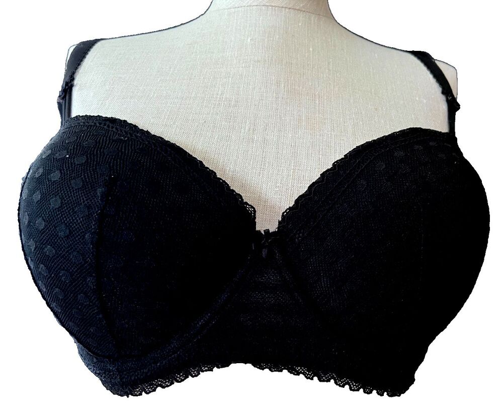 Victoria's Secret PINK Black Lace Push Up Bra Padded Underwire Size 36DD